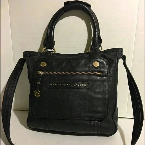 Marc by Marc Jacobs Black leather messenger/bag - Picture 1 of 8